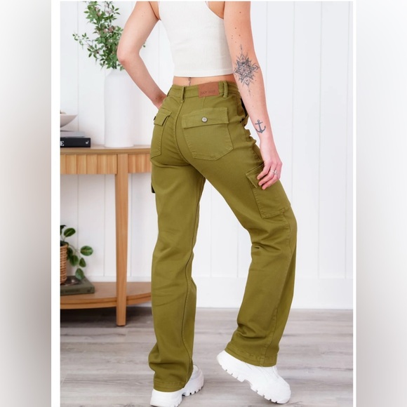 New Judy Blue High Rise Matcha Straight Leg Cargo Jeans 15 - Picture 3 of 15